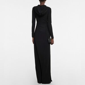 Flo Atelier | Handmade Hooded Maxi Dress Womens Black Cowl Neck Size M